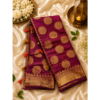 Untitled design Royal Magenta Banarasi Silk Saree with Golden Mandala Buttas & Tassels