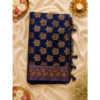 Women's Navy Blue Soft Silk Saree with Rich Gold Zari Floral Weaving | Festive & Wedding Wear