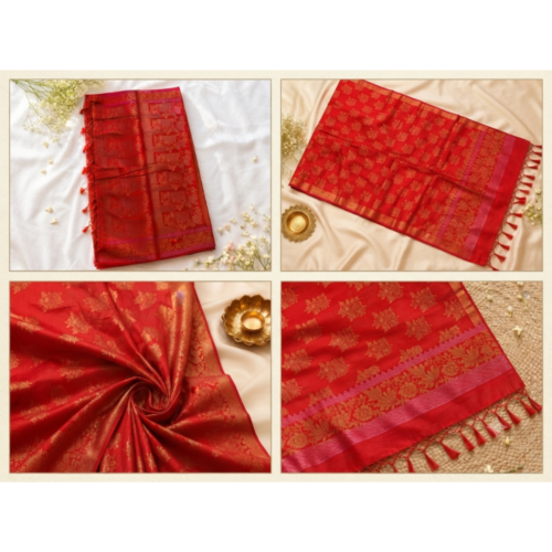 Untitled design (16) Women's Royal Red Soft Silk Saree with Gold Zari Weaving