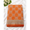 Premium Orange Banarasi Silk Saree with Silver Zari Woven Design
