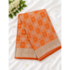 Premium Orange Banarasi Silk Saree with Silver Zari Woven Design