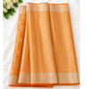 Premium Orange Banarasi Silk Saree with Silver Zari Woven Design