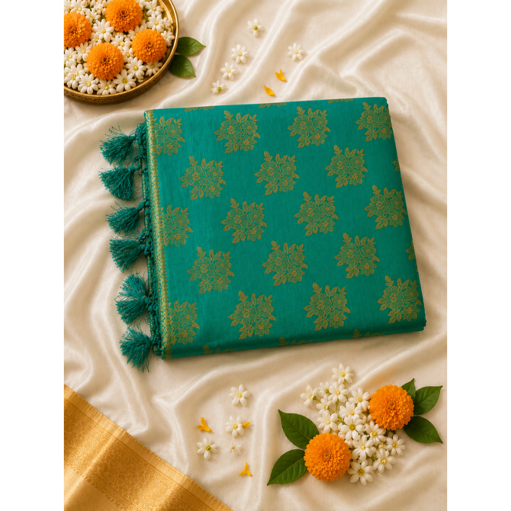 Untitled design (26) Premium Banarasi Soft Silk Saree with Rich Zari Weaving & Tassels