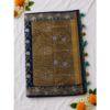 Premium Navy Blue Floral Banarasi Silk Saree with Elegant Tassels