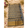 Untitled design (47) Premium Grey Banarasi Silk Saree with Rich Gold Zari Butta & Traditional Woven Border