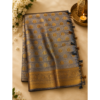 Untitled design (49) Premium Grey Banarasi Silk Saree with Rich Gold Zari Butta & Traditional Woven Border
