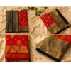 Royal Red & Navy Blue Traditional Silk Saree with Rich Zari Border