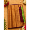 Untitled design (58) Royal Parrot Green Soft Lichi Silk Saree with Antique Copper Zari Border