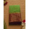 Untitled design (59) Royal Parrot Green Soft Lichi Silk Saree with Antique Copper Zari Border