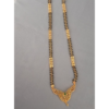 Traditional Gold-Plated Double Line Black Beads Mangalsutra with Designer Pendant
