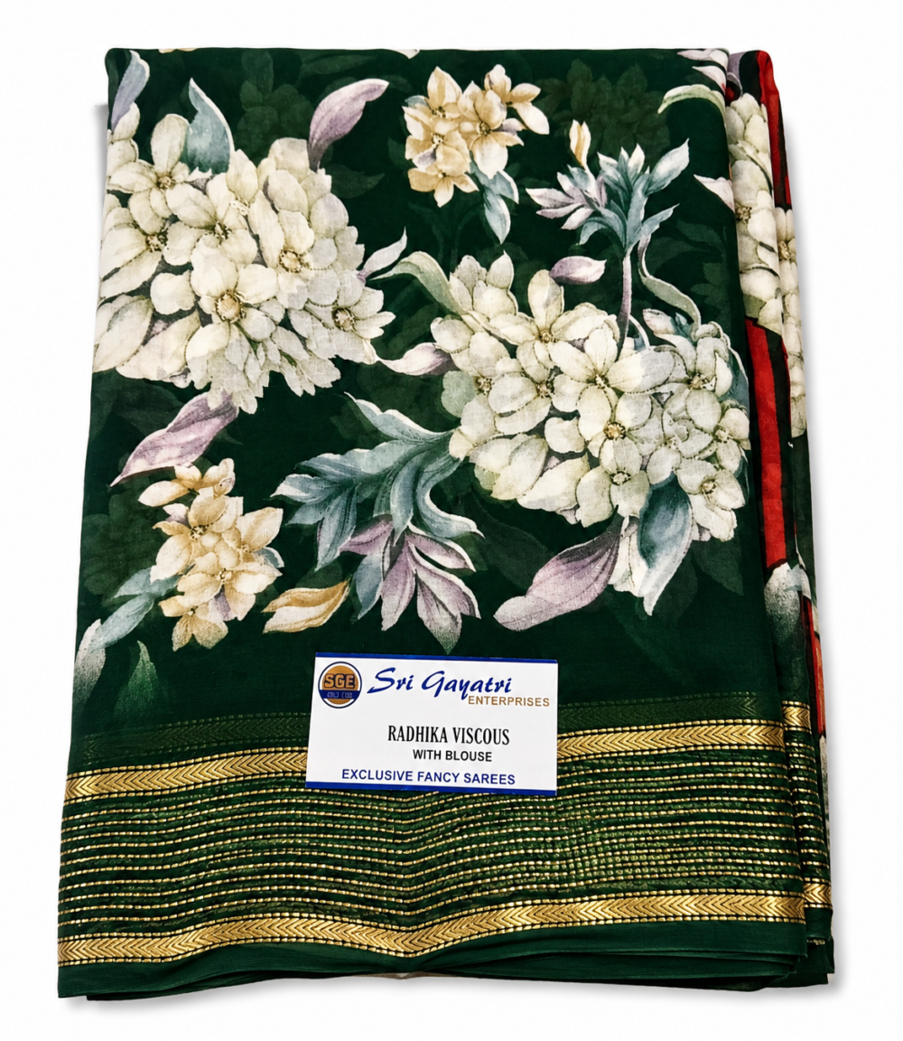 Radhika Viscose Floral Print Saree – With Blouse
