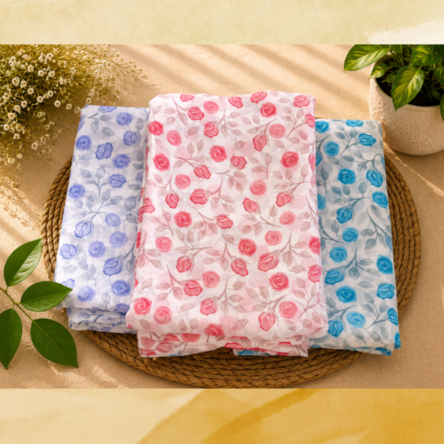 Floral Rose flowers soft  Georgette Saree