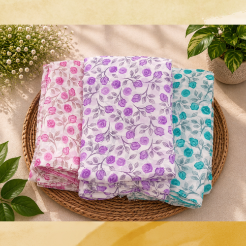 Floral Rose flowers soft Georgette Saree