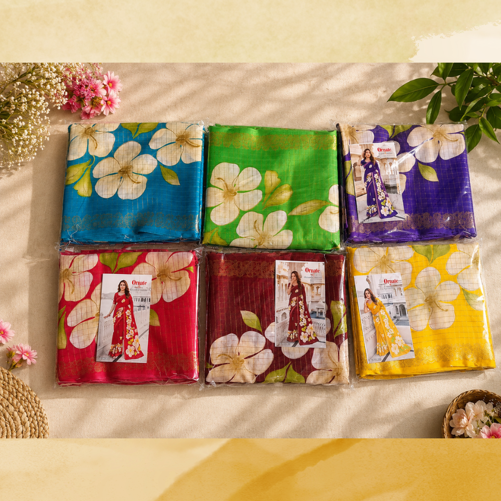 Ornate Vol-1 Fancy Checks  Sarees Collection