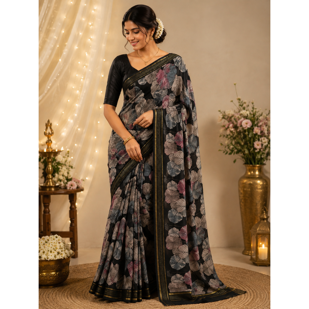 Untitled design - 2026-08-14T173551.255 🌿 Radhika Fancy Leaf Print Georgette fabric Saree Collection