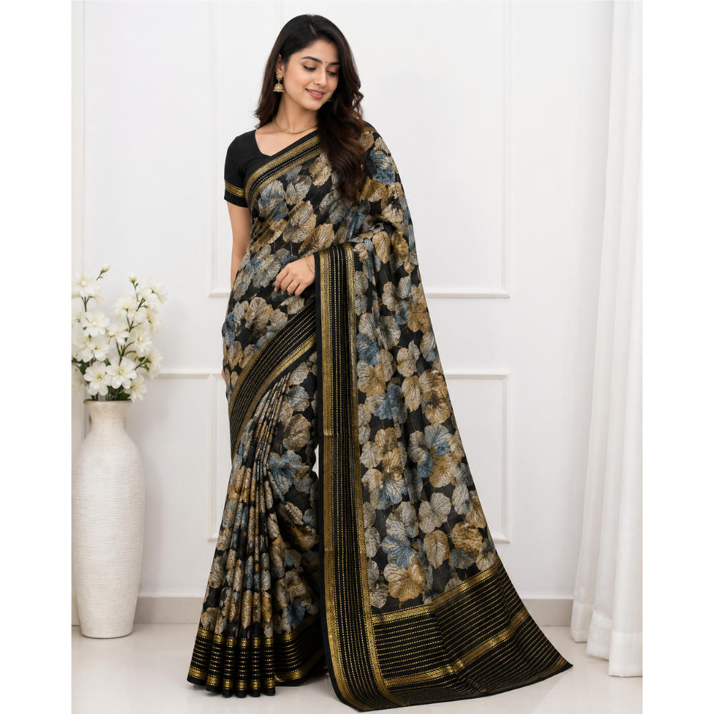 Untitled design - 2026-08-14T181352.467 🌿 Radhika Fancy Leaf Print Georgette fabric Saree Collection