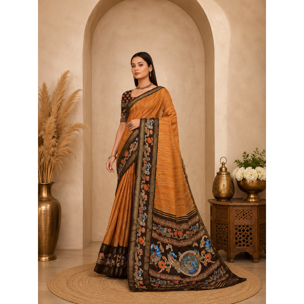 Elegant Gold Silk Sarees with Beautiful Designer Borders