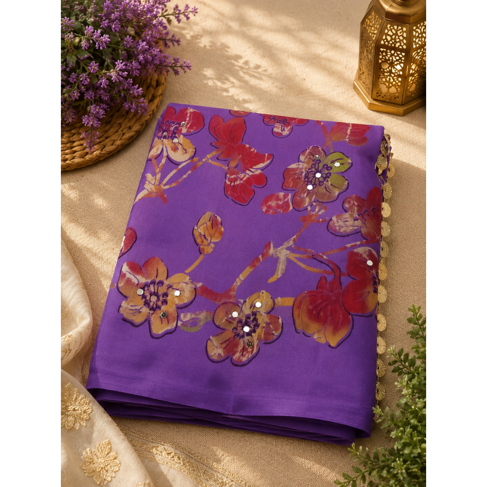 Mirror Magic Floral Printed Fancy Saree – 6 Colour Collection