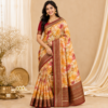 Jasmine Floral Print Fancy Saree  with Blouse  Soft Fabric 8 Colour Variants