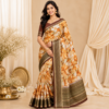 Jasmine Floral Print Fancy Saree  with Blouse  Soft Fabric 8 Colour Variants