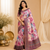 Jasmine Floral Print Fancy Saree  with Blouse  Soft Fabric 8 Colour Variants