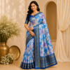 Jasmine Floral Print Fancy Saree  with Blouse  Soft Fabric 8 Colour Variants