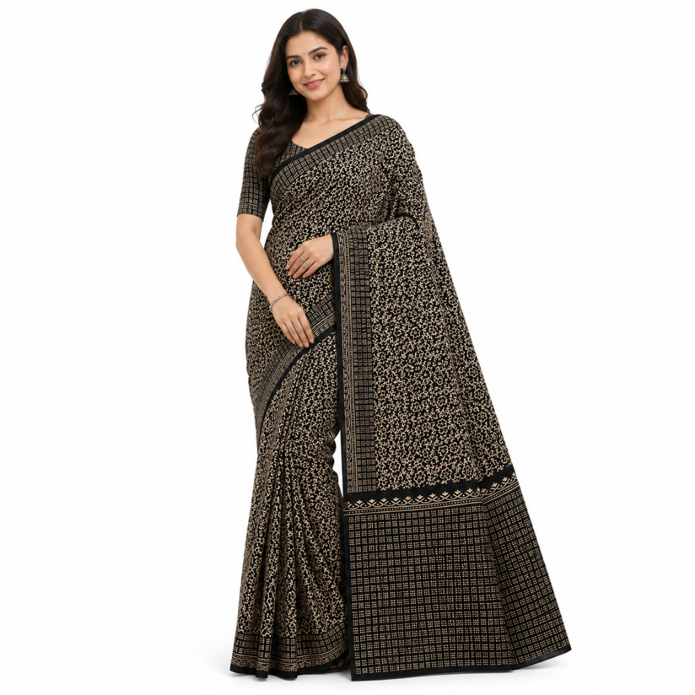 Floral Printed Georgette  Saree with Designer Border & Blouse Piece  5 Colour Variants