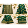 Untitled design (58) Bottle Green Banarasi Soft Silk Saree,