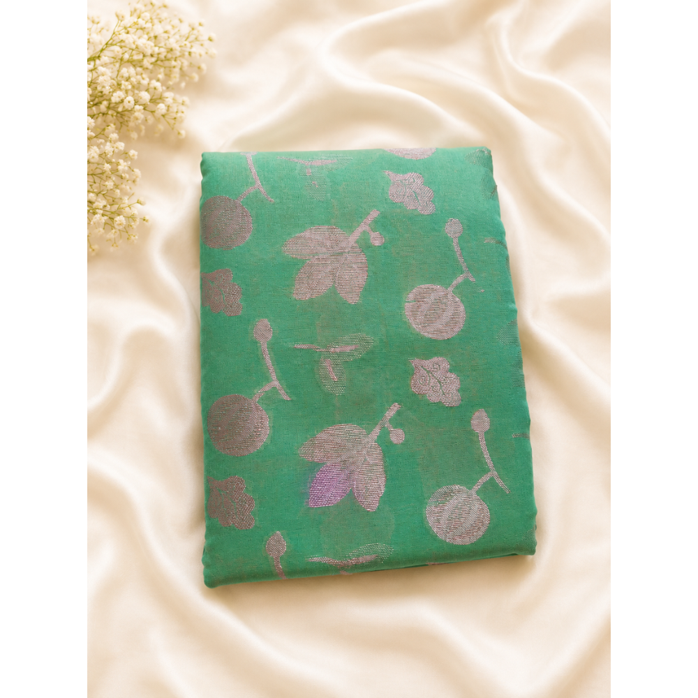 Premium Pink & Green Kanchipuram Soft Silk Saree with Silver Zari Weaving