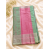 Premium Pink & Green Kanchipuram Soft Silk Saree with Silver Zari Weaving